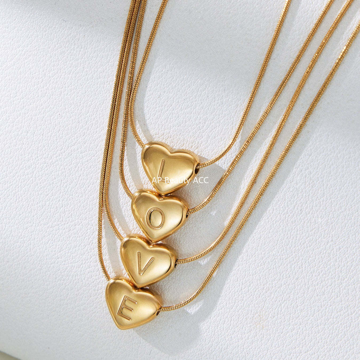 B廠-不鏽鋼26字母愛心吊墜鎖骨項鍊歐美熱銷款時尚輕奢飾品鍍18k真金「RP020」25.12-1