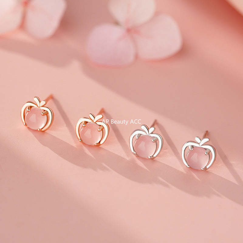 D廠-S999足銀小巧蘋果耳環女迷你耳環養耳洞水果氣質小眾可愛耳環「YC5016E_1」25.11-3