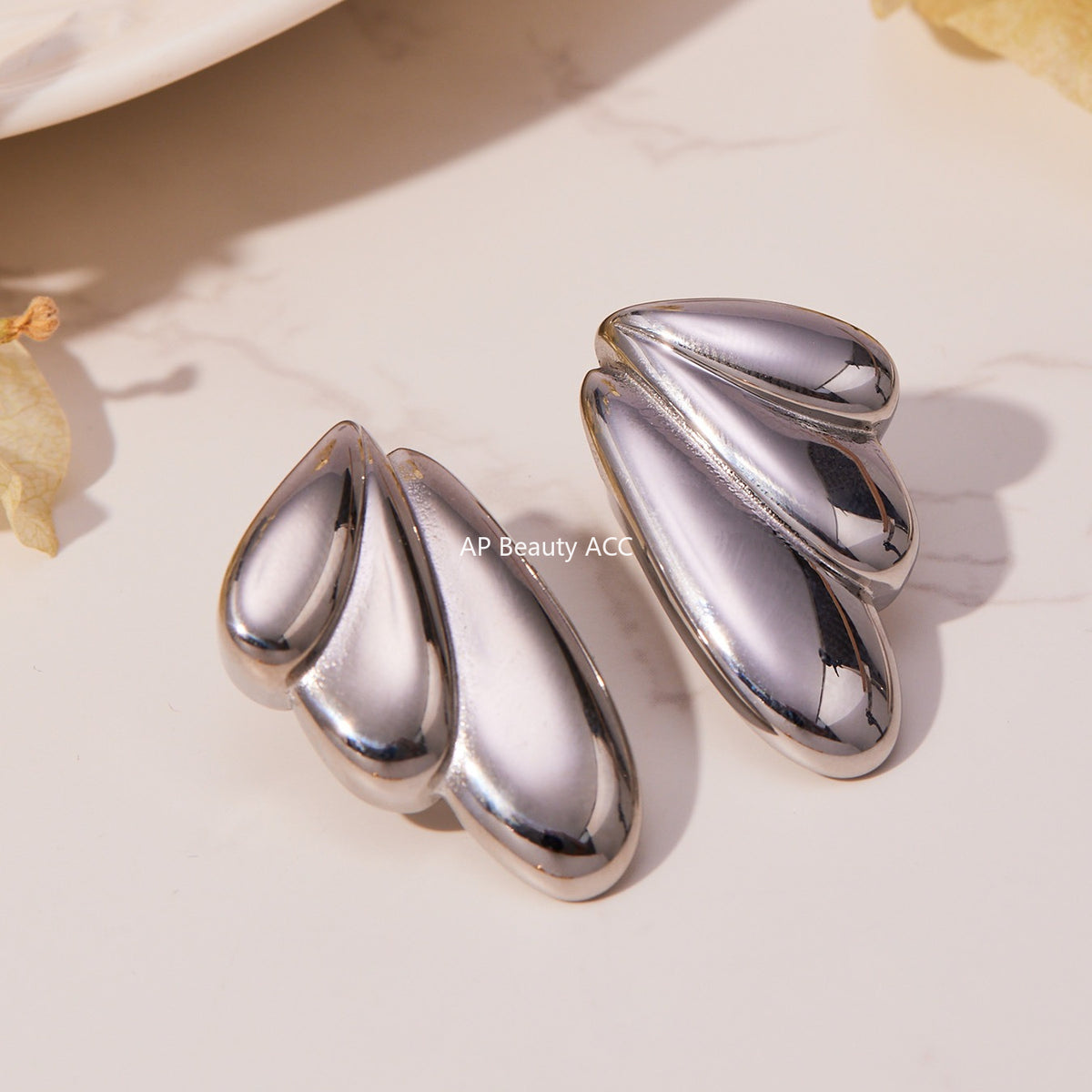 B廠-不鏽鋼幾何扇形耳環冷淡風耳飾跨境網紅新款飾品鍍18k真金「F849」25.11-1