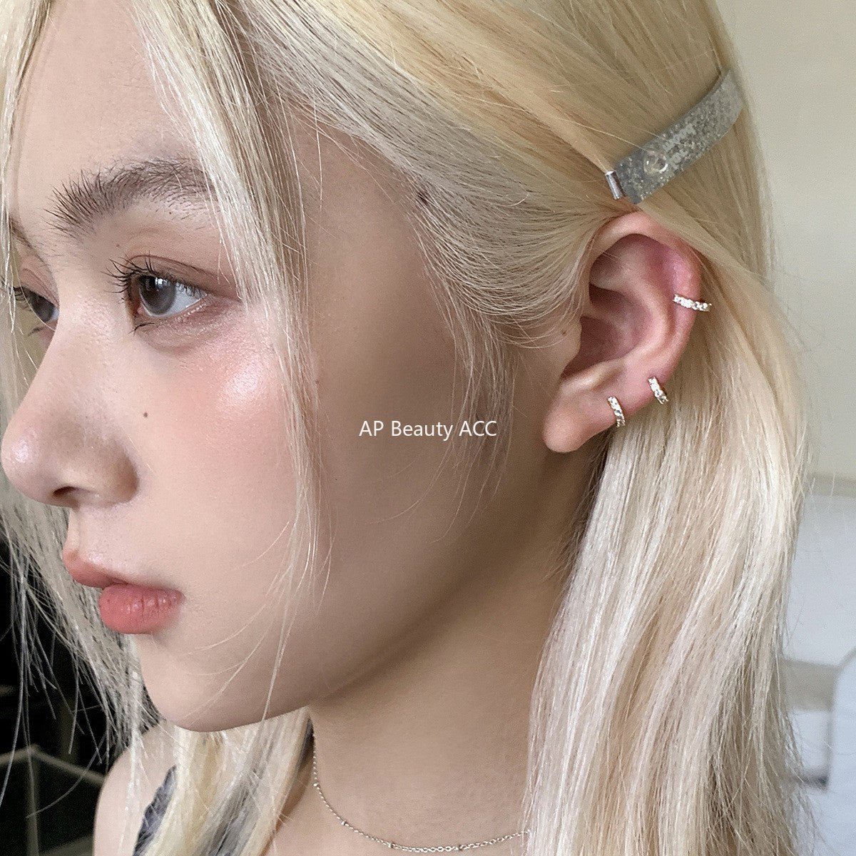C廠-極簡冷淡風鋯石耳環女輕奢高級感mini純銀耳圈精緻時尚氣質耳扣「EH-4209」25.10-3