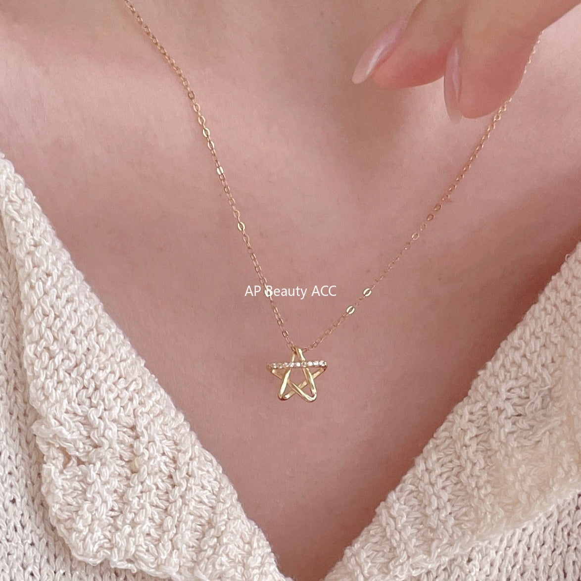F廠-韓國韓版925純銀鋯石星星項鍊簡約氣質ins小紅書項鍊「B1381」25.11-1