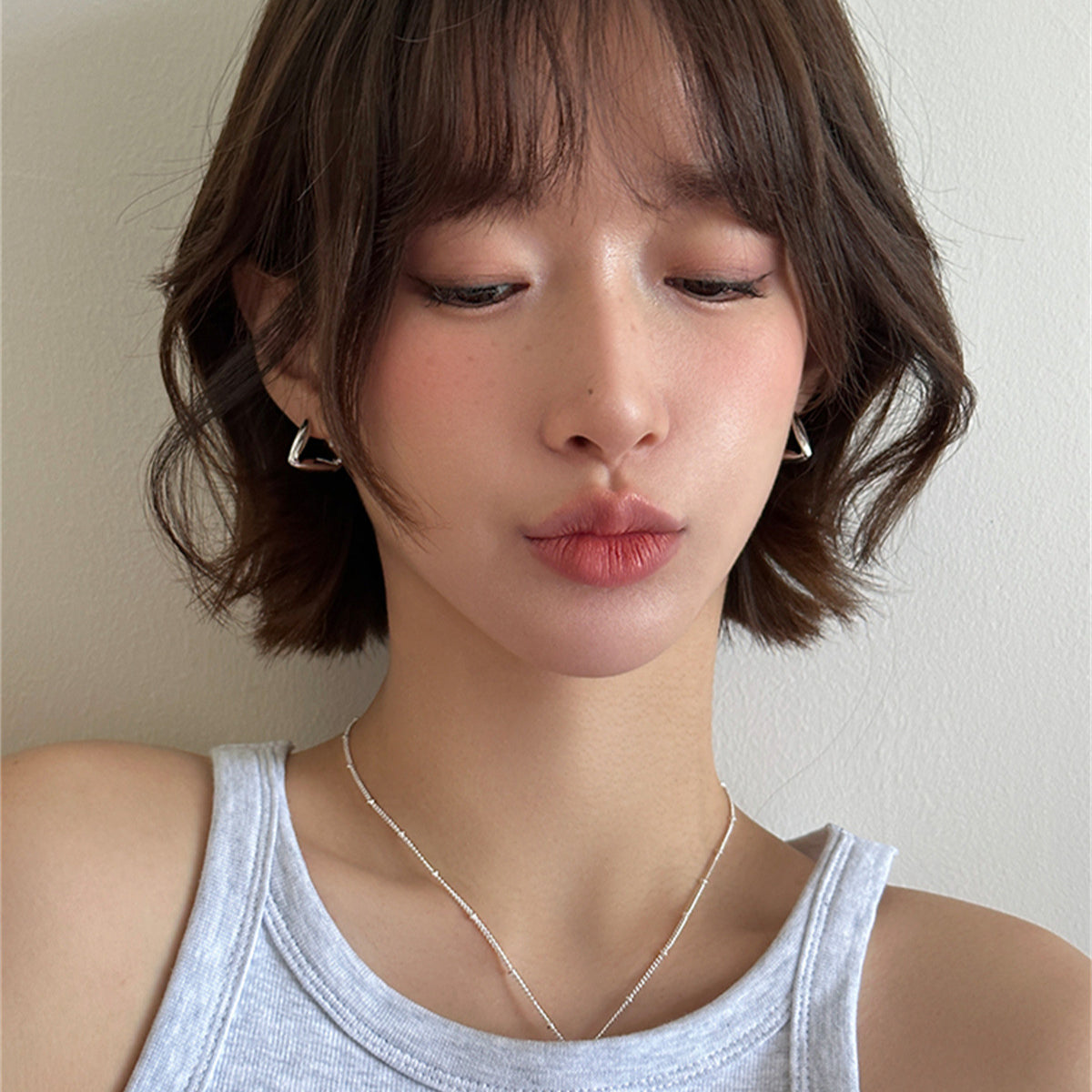 C廠-高級感幾何三角形耳環女2025新款冷淡風銀針耳圈輕奢小眾設計耳飾「EH-4023」25.09-2
