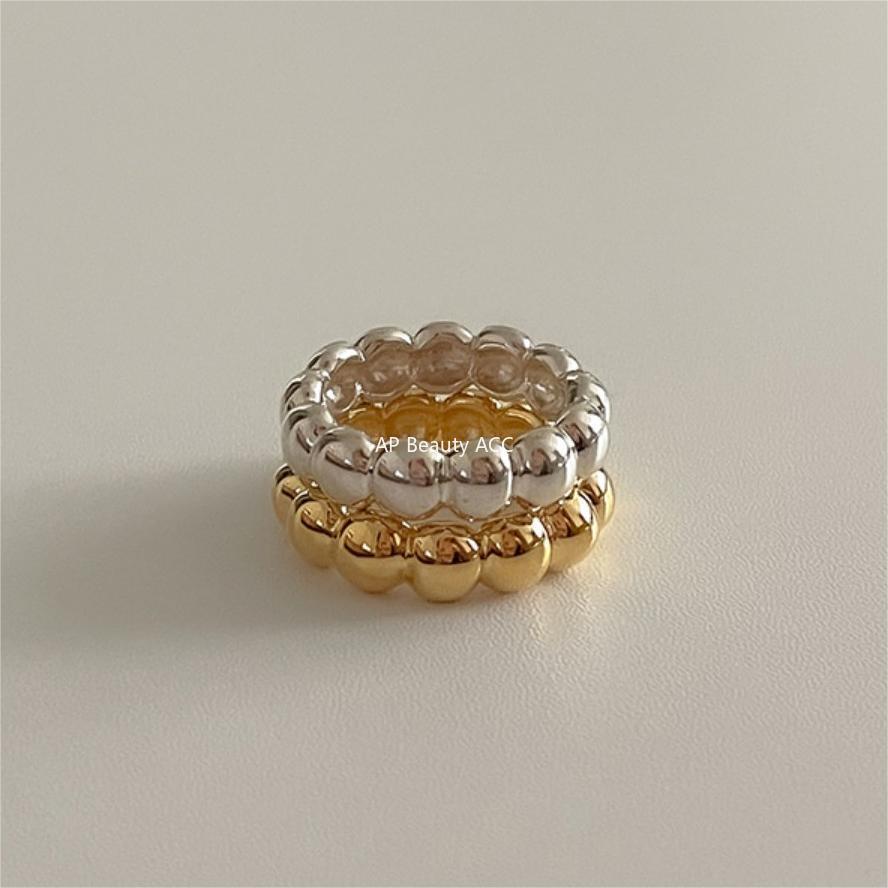 F廠-韓版飾品925純銀間圓珠戒指簡約小紅書戒指指環首飾「J1909」25.10-1