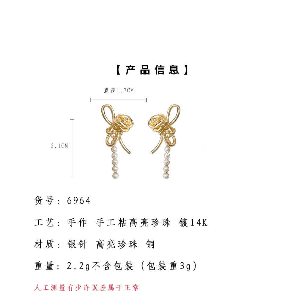 A廠-原創玫瑰花~925銀針時尚高級感輕奢風新款熱賣花朵耳飾工廠耳環女「6964」25.10-4