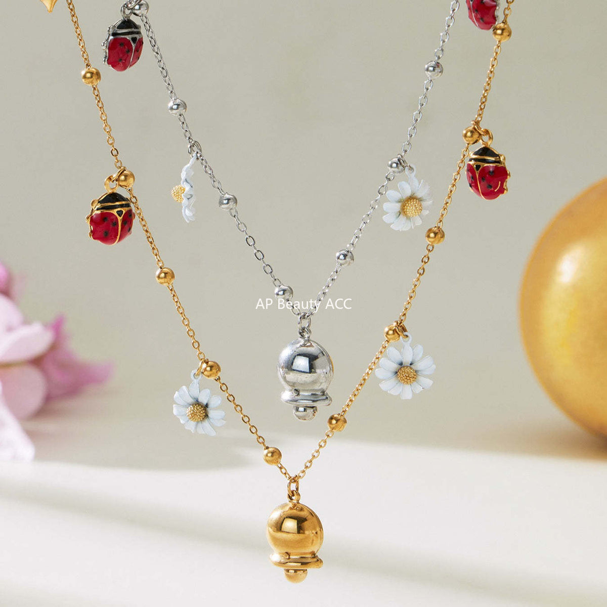 B廠-不鏽鋼DIY多配件鑲嵌鋯石海馬吊墜鎖骨項鍊鍍18k真金歐美時尚飾品「P755」25.11-4