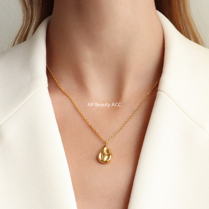 B廠-歐美新款水滴異形鎖骨項鍊法式小眾設計感鈦鋼材質項飾「P1012」25.11-2