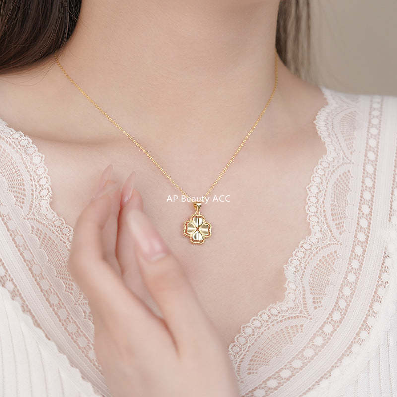 D廠-S925純銀幸運四葉草項鍊輕奢質感文藝唯美氣質溫柔復古鎖骨鏈批發「YC2347N_1」25.11-3