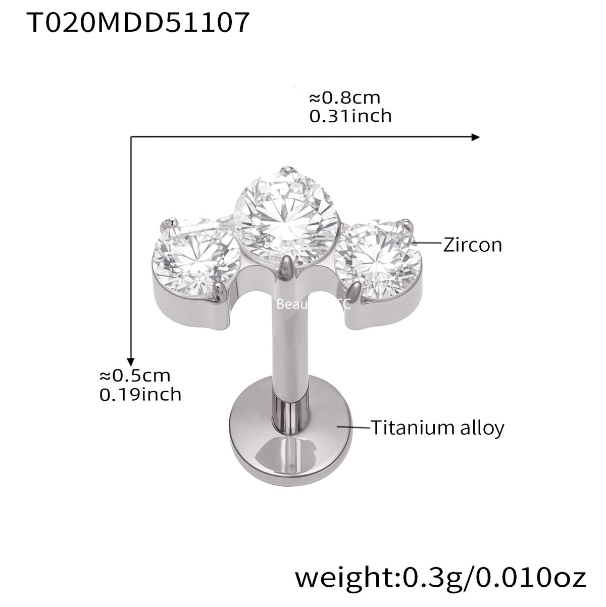 B廠-撒旦的孩子美人魚穿刺唇釘女鈦合釘甜酷辣妹唇環鈦合金飾品「T009」25.11-2