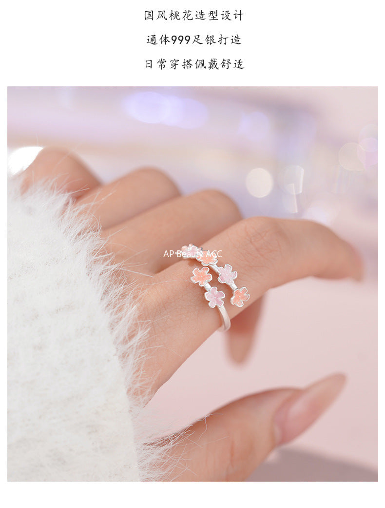 D廠-S999足銀櫻花花朵開口戒指清新設計感甜美可疊戴清新精美手飾「YC3658R_1 YC4535R_1」25.11-2
