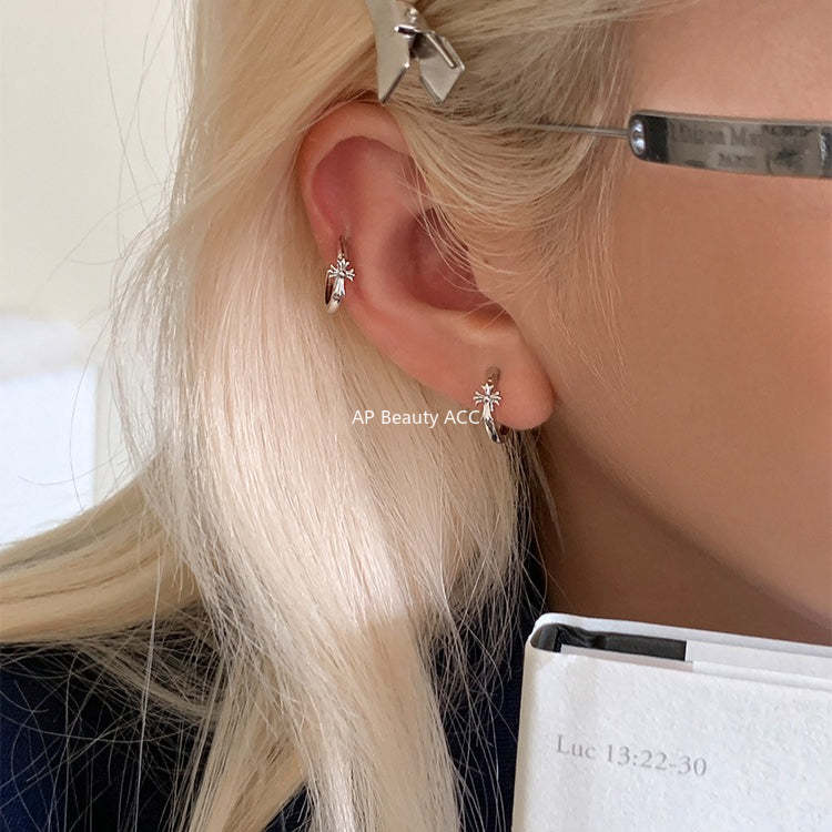 C廠-復古潮流十字架耳環女酷颯時尚嘻哈風銀針耳扣高級感個性設計耳飾「EH-4288」25.11-4