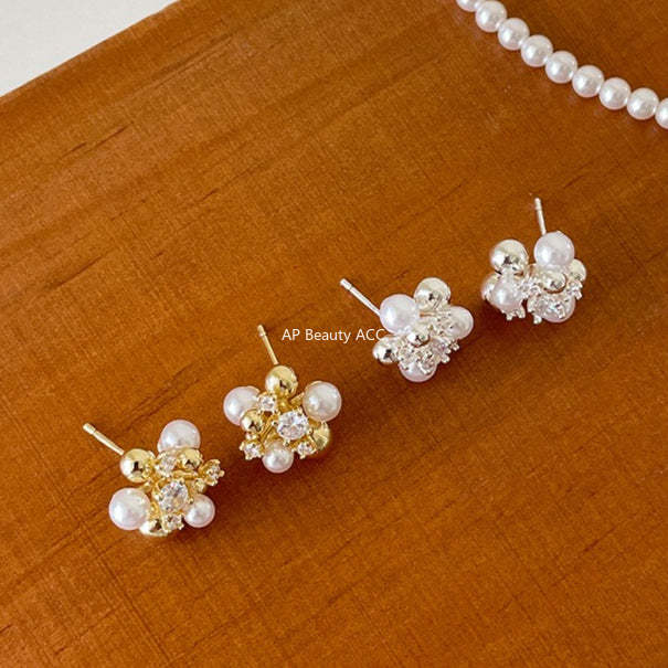 C廠-小眾設計感鋯石耳釘女百搭高級復古氣質珍珠耳環優雅獨特秋冬耳飾「EH-4311」25.11-4