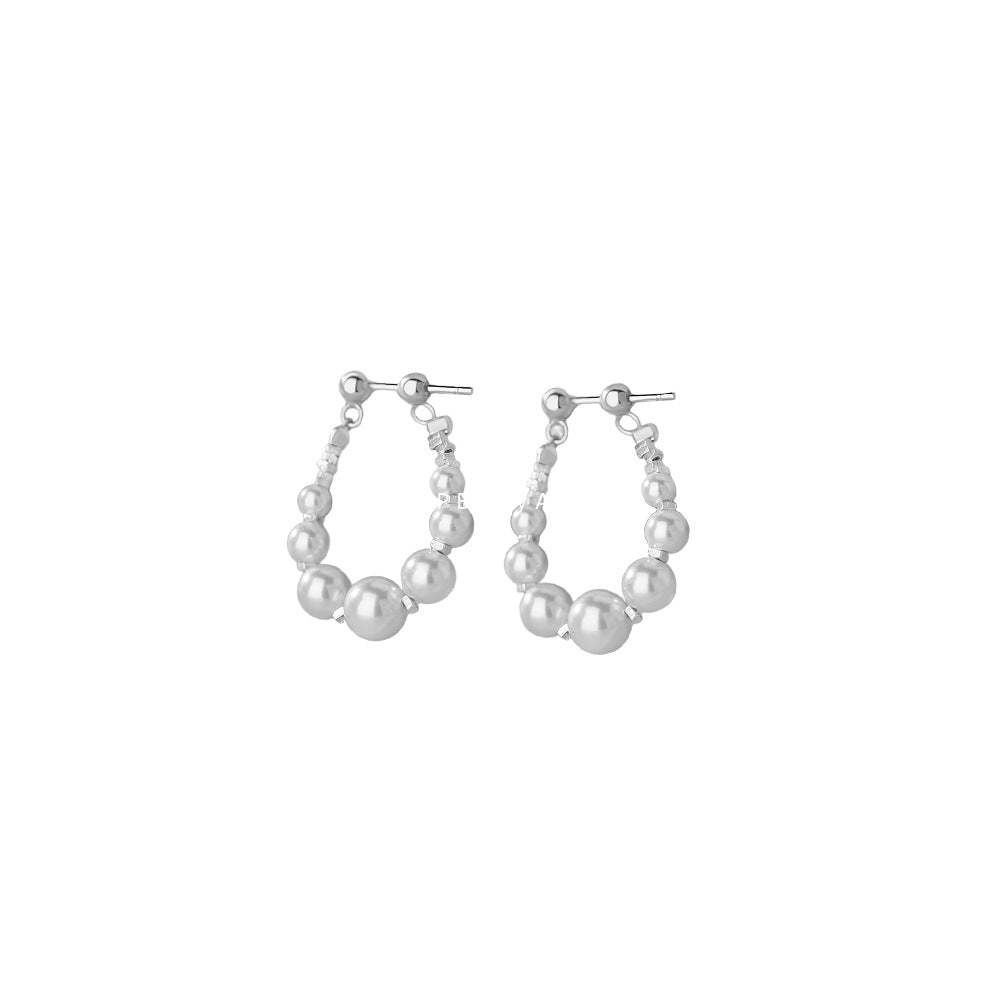 D廠-純銀S925日系銀色碎銀珍珠耳環簡約法式輕奢復古甜美優雅耳環「YC2380E_1」25.12-3