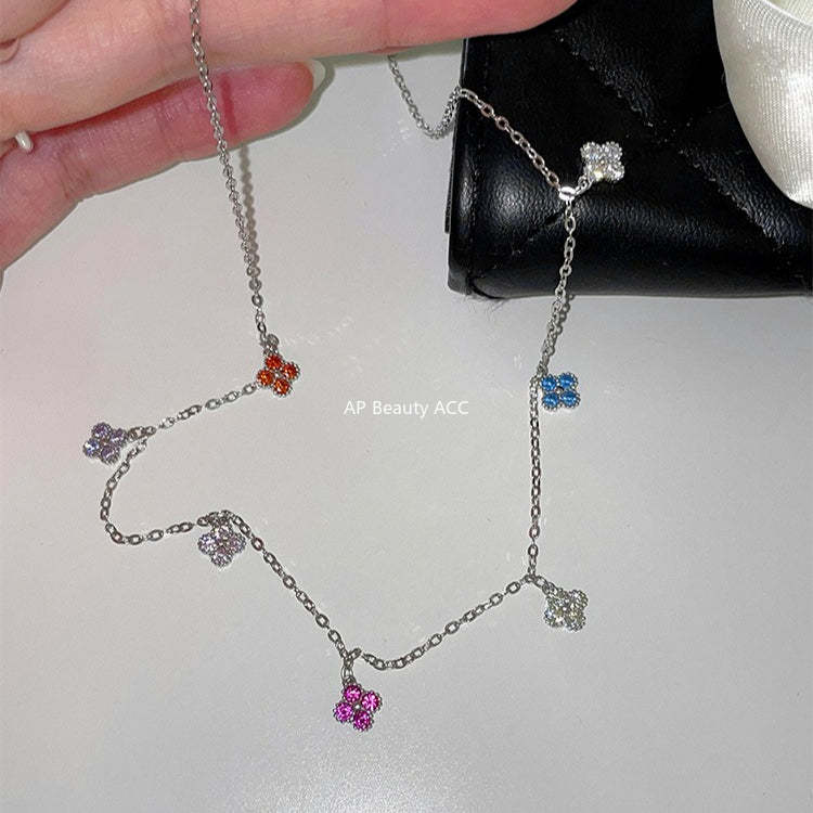 C廠-新款爆款復古多巴胺四葉草項鍊女925純銀百搭法式輕奢疊戴鎖骨鏈「XL-1214」25.12-2