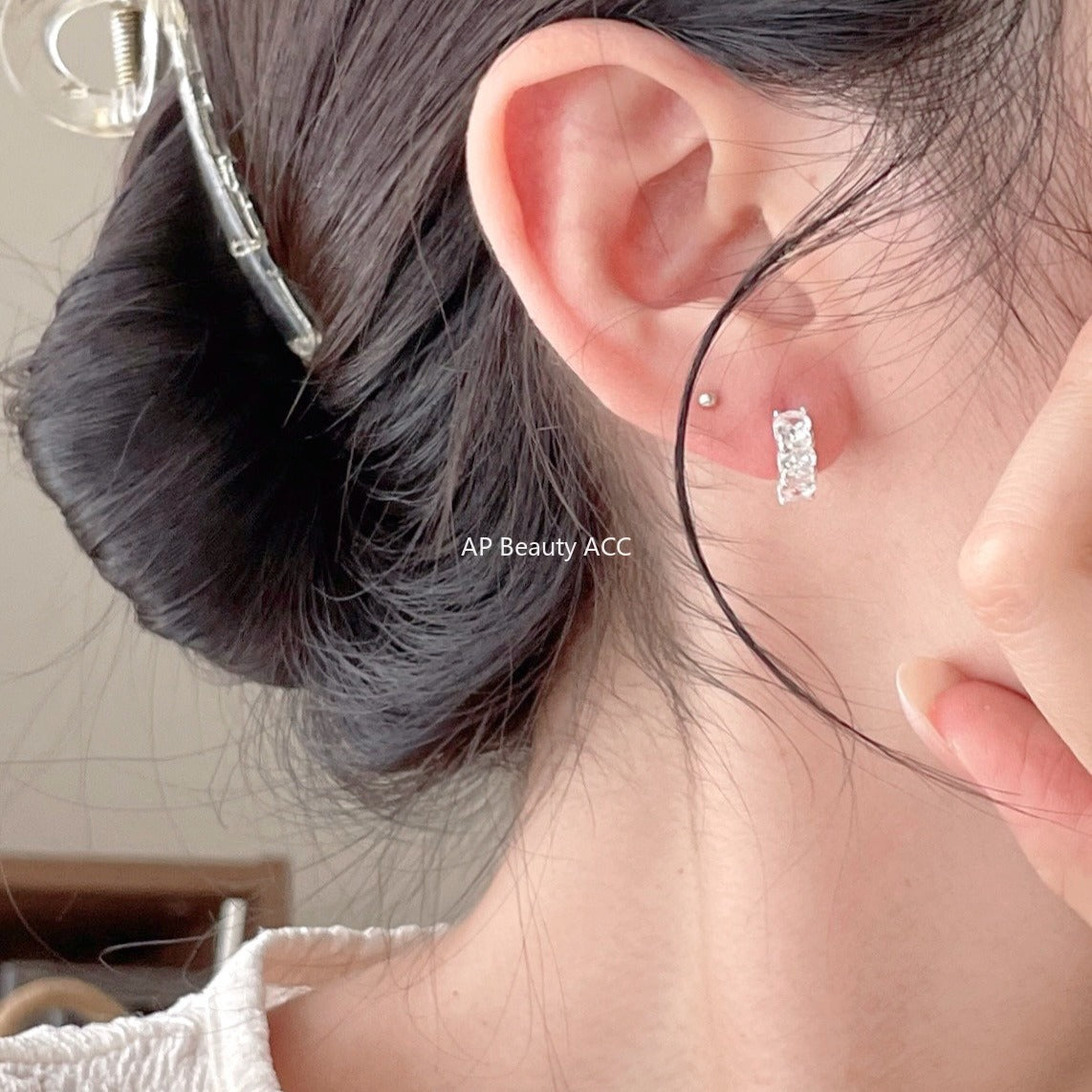 F廠-韓國韓版925純銀鋯石耳扣耳環簡約氣質百搭ins風耳飾「C1418」25.11-1