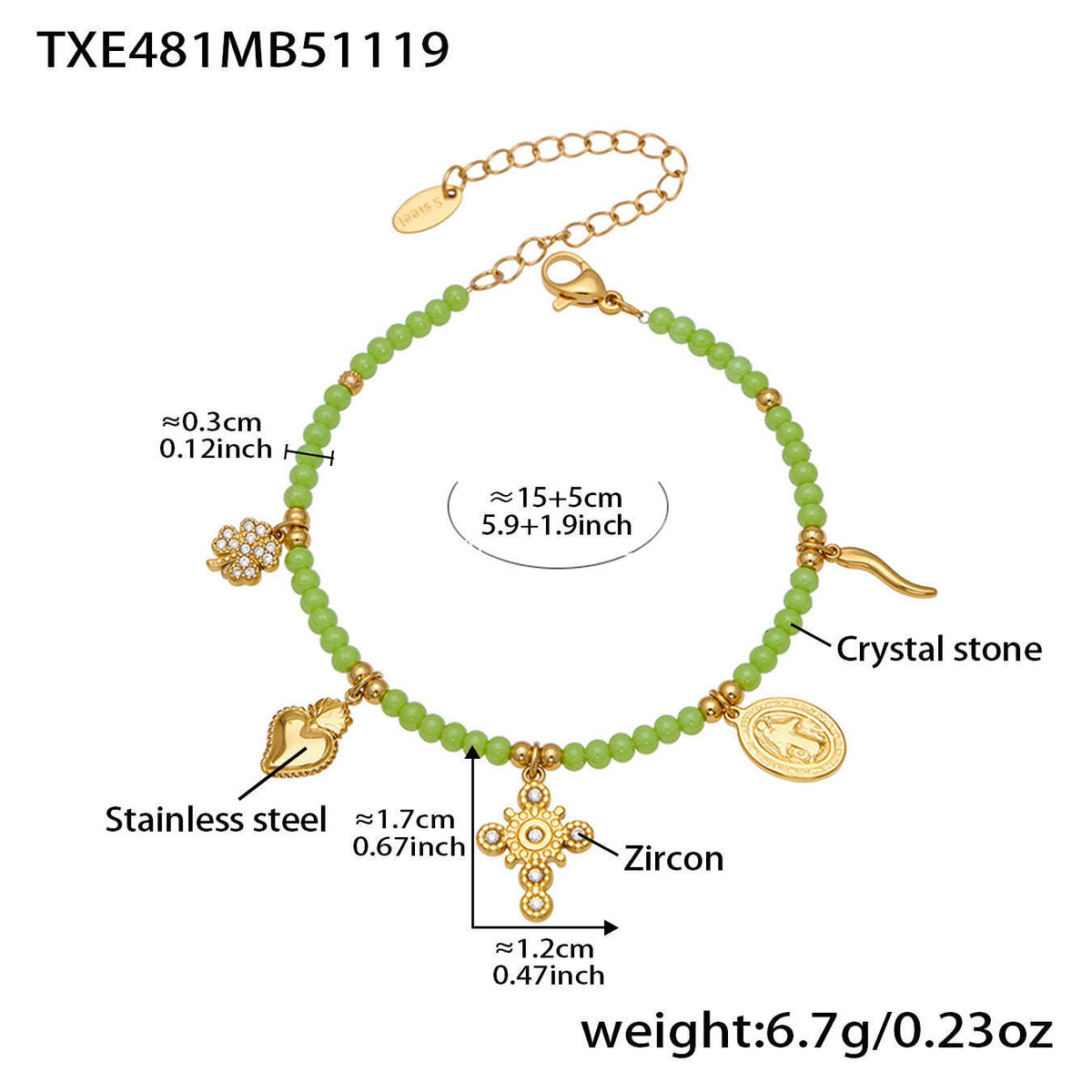 B廠-天然切面水晶石飾品5A鋯石DIY多配件手鍊項鍊不鏽鋼套裝女「TXP481」25.11-4