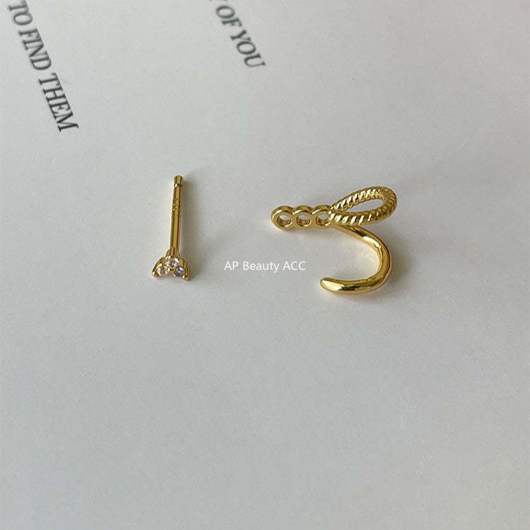 C廠-簡約日常幾何三角鋯石耳釘女韓版氣質冷淡風銀針耳環精緻高級耳飾「EH-4289」25.12-1