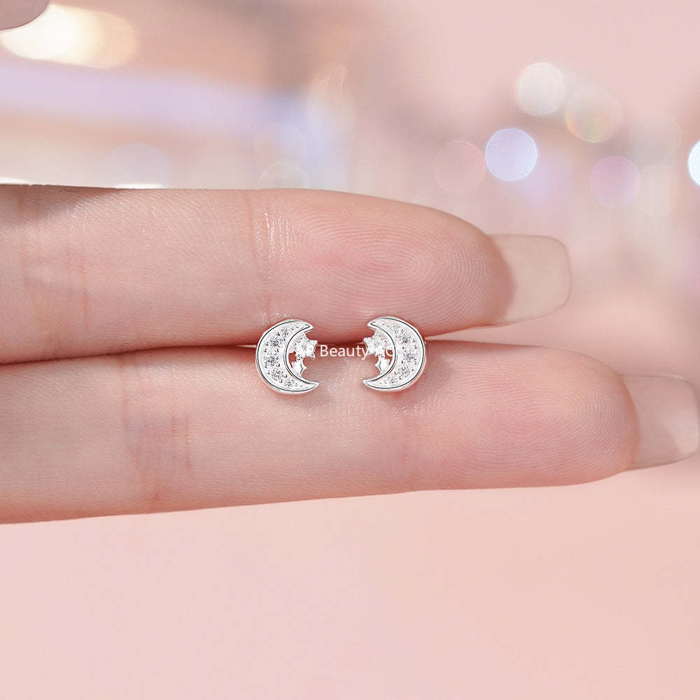 D廠-足銀S999月亮星星耳環自然輕奢款韓風百搭簡約美麗精緻耳飾「YC4183E_1」25.12-1