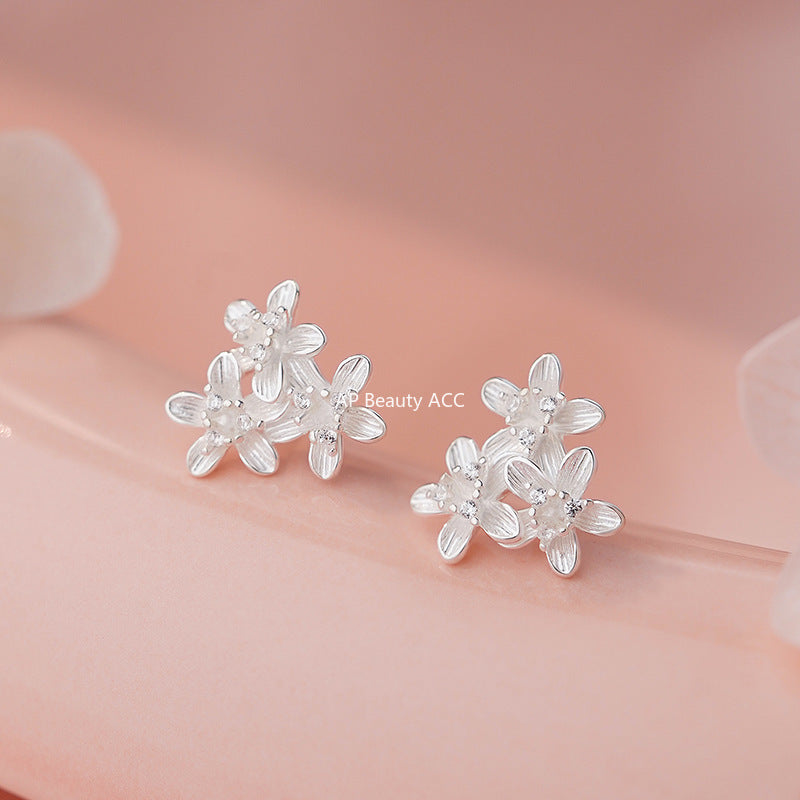 D廠-S999足銀清新花朵耳環女甜美氣質優雅輕奢高級感設計耳飾批發「YC9992E_1」25.11-2