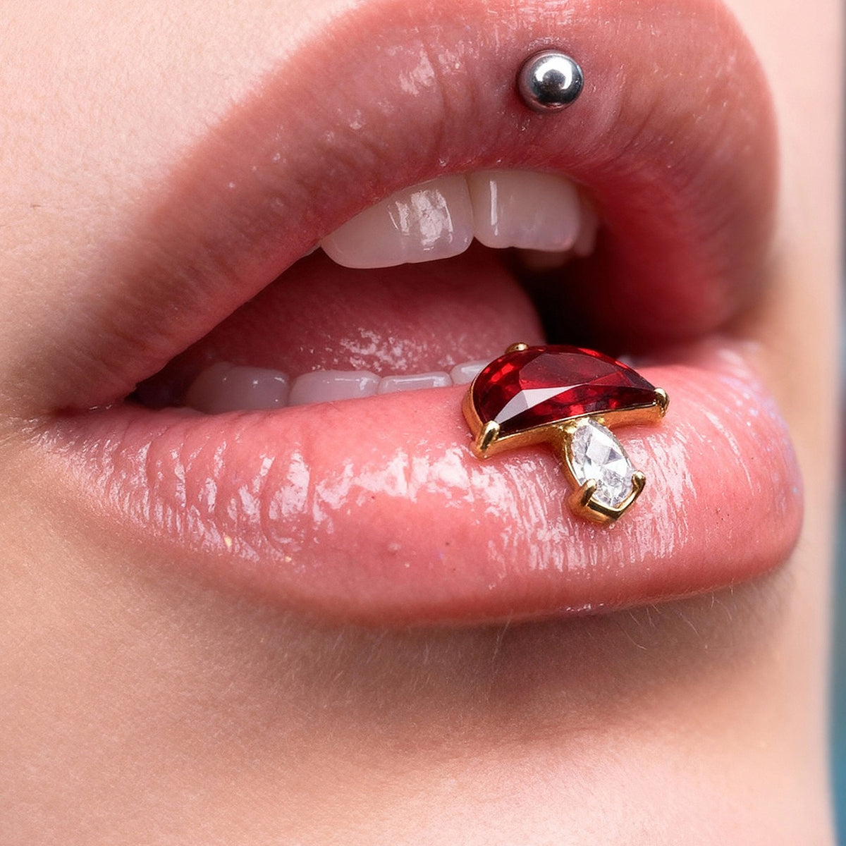 B廠-撒旦的孩子美人魚穿刺唇釘女鈦合釘甜酷辣妹唇環鈦合金飾品「T009」25.11-2