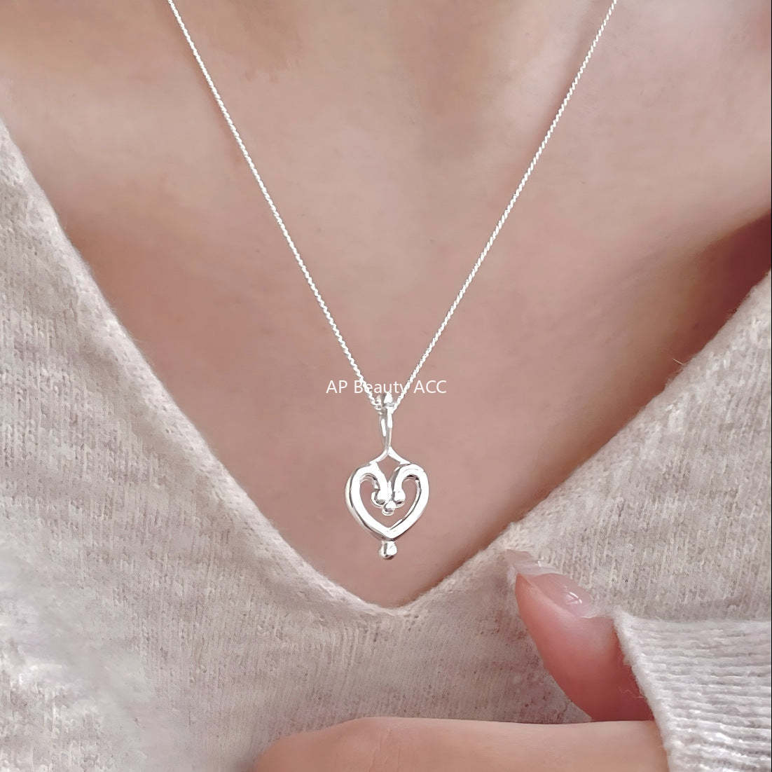 F廠-韓國韓版925純銀愛心項鍊簡約氣質百搭ins小紅書項鍊「B1382」25.11-3