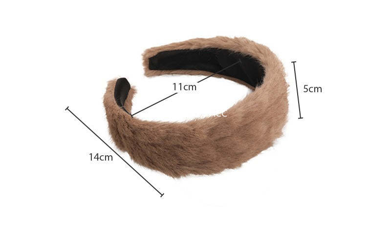 E廠-秋冬日常百搭通勤新款純色毛絨髮箍時尚洋氣百搭髮卡髮飾頭飾品女「27765」25.12-2