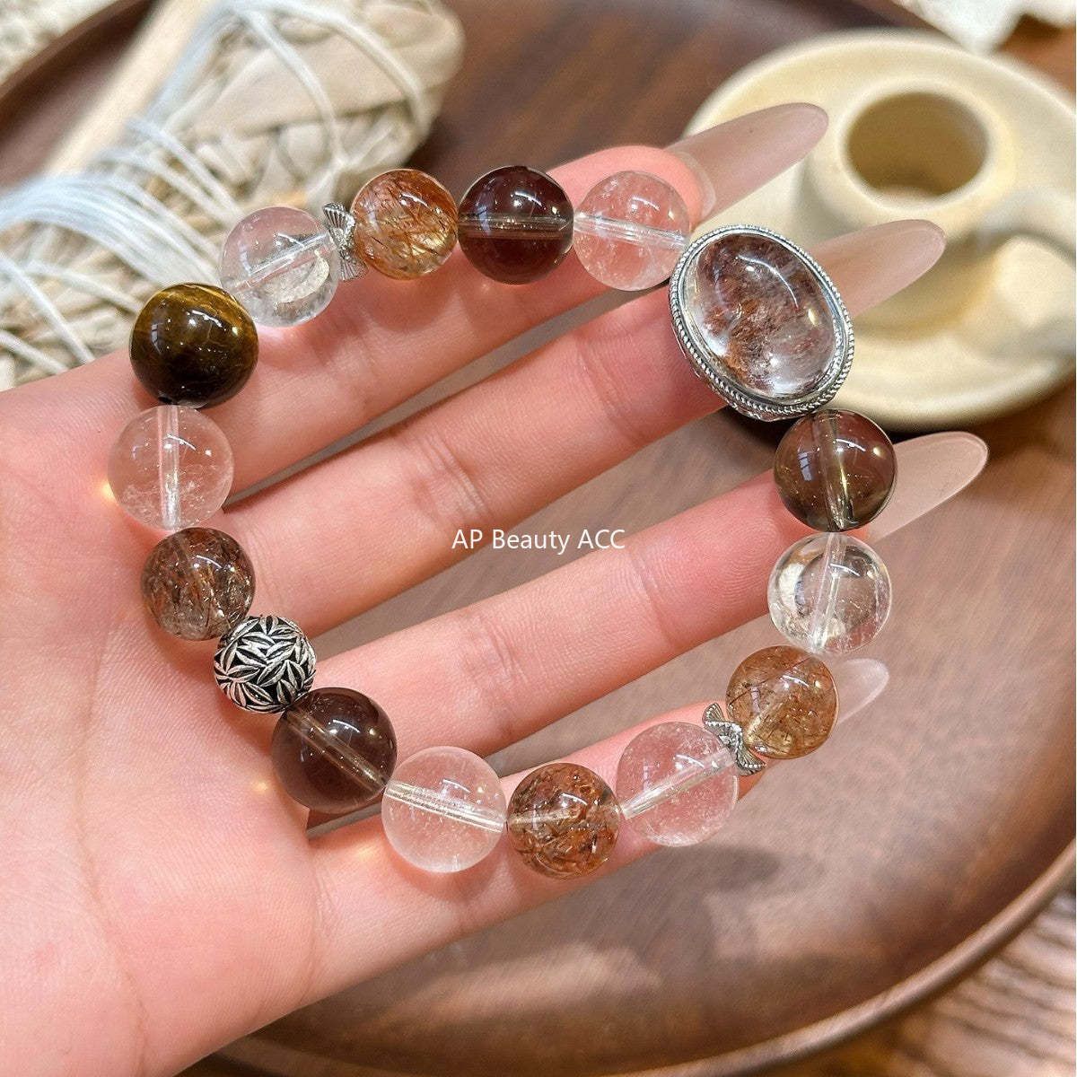 AS廠-天然白阿塞黑金超七黃虎眼串珠手鍊女魔盒手串秋冬高級感設計「l2987」25.11-3