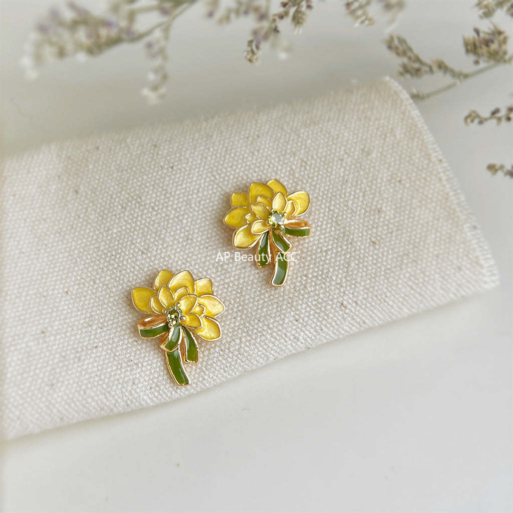 A廠-原創花朵手工彩繪925銀針琺瑯滴釉牡丹花耳環氣質優雅甜美 耳飾女「7228」25.12-2