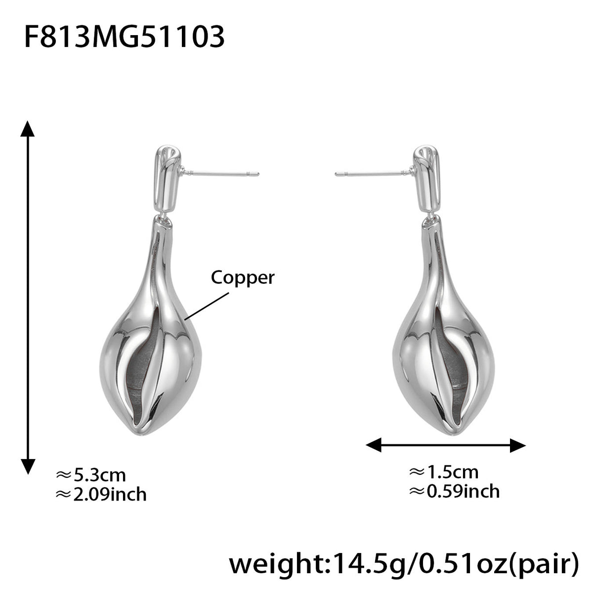 B廠-跨境小眾設計長款海螺形鏤空耳環銅材質鍍18k真金氣質配飾「F813」25.11-1