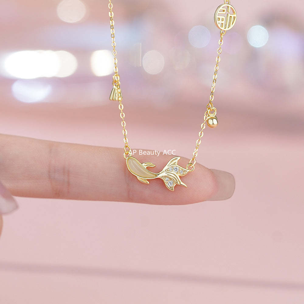 D廠-S999足銀福牌錦鯉項鍊女中式復古輕奢精緻高級頸飾「YC3904N_1」25.11-4