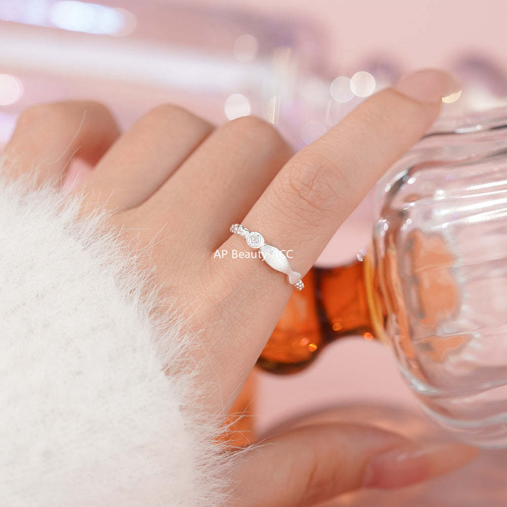 D廠-足銀S999小魚錢幣鋯石拉絲戒指可愛小眾設計感高級唯美手飾「YC4140R_1」25.11-4