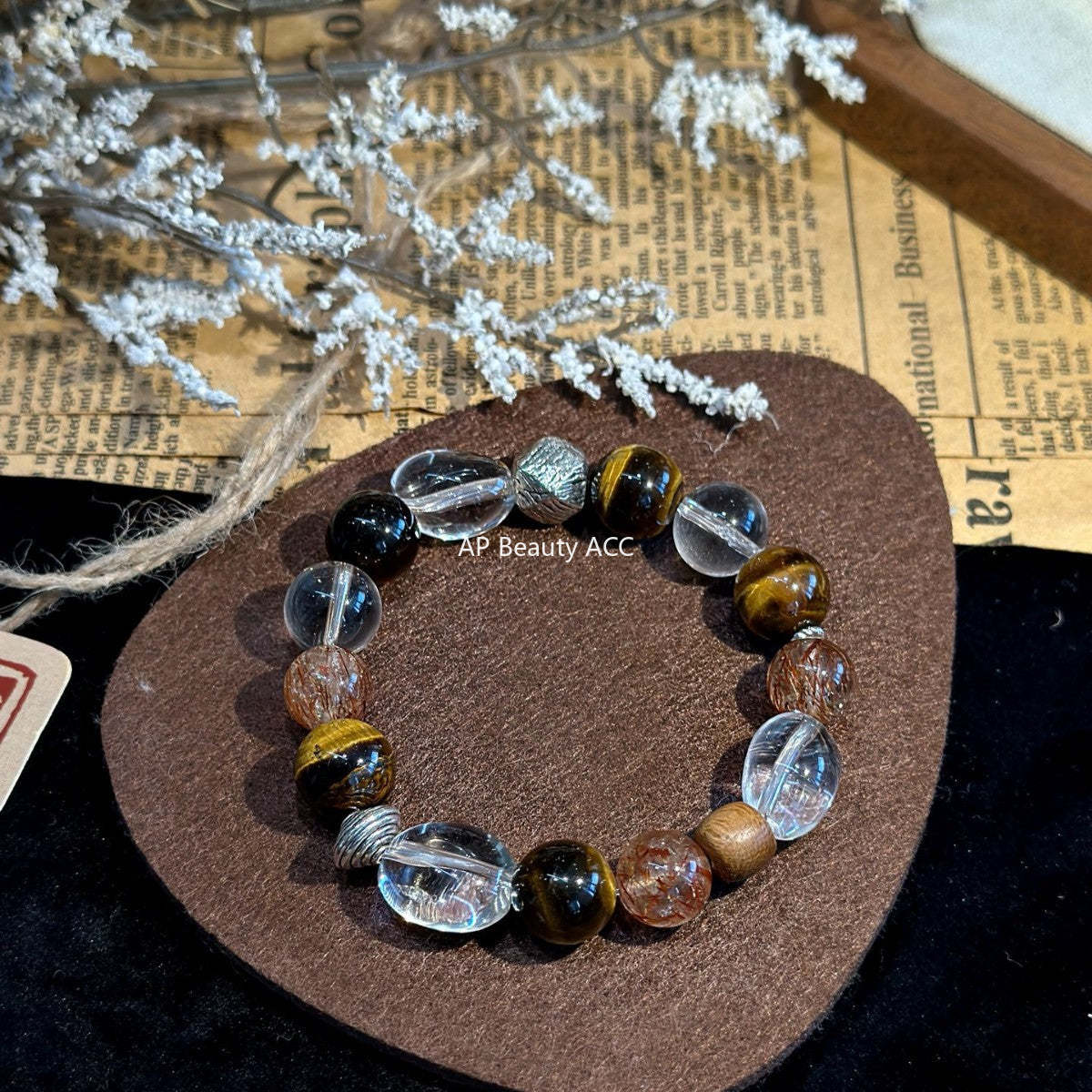 AS廠-天然黃虎眼黑金超白水隨形手鍊手串美拉德小眾設計秋冬感百搭「l2971」25.10-5