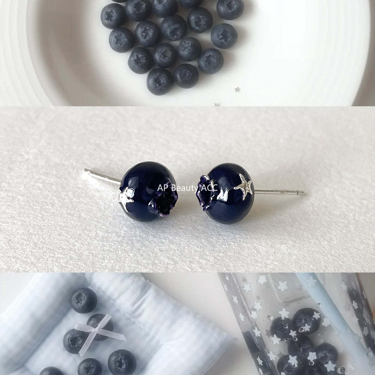 C廠-甜酷小香風藍莓耳釘女森系百搭高級感銀針耳環輕奢極簡日常耳飾「EH-4266」25.11-3