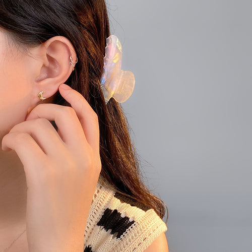 D廠-S925純銀新款鏤空星月耳扣女小眾設計感免摘學生日常耳飾「YC10192E」24.05-2