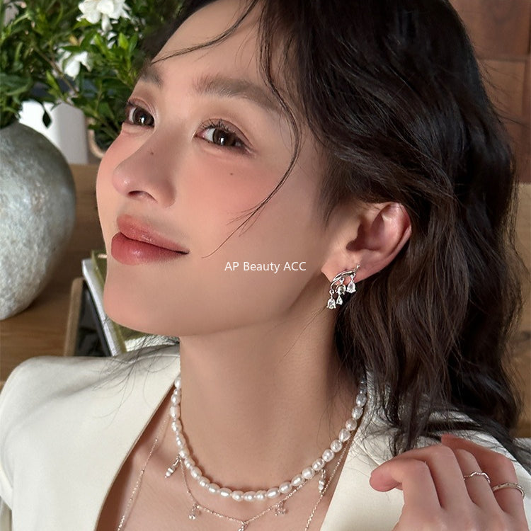 C廠-森系小香風鈴蘭花耳釘女精緻小清新氣質高級清冷感耳環冷淡風耳飾「EH-4123」25.11-2