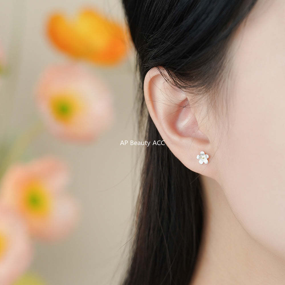D廠-足銀S999花朵耳環氣質精美森系田園風輕奢獨特唯美百搭耳飾批發「YC9023E_1」25.12-1