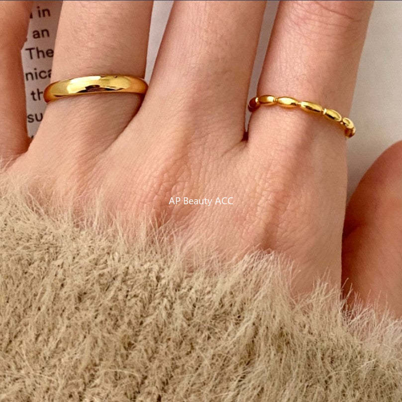 F廠-韓國韓版極簡925純銀 簡約ins潮人同款 橄欖珠戒指「J1621」25.12-1