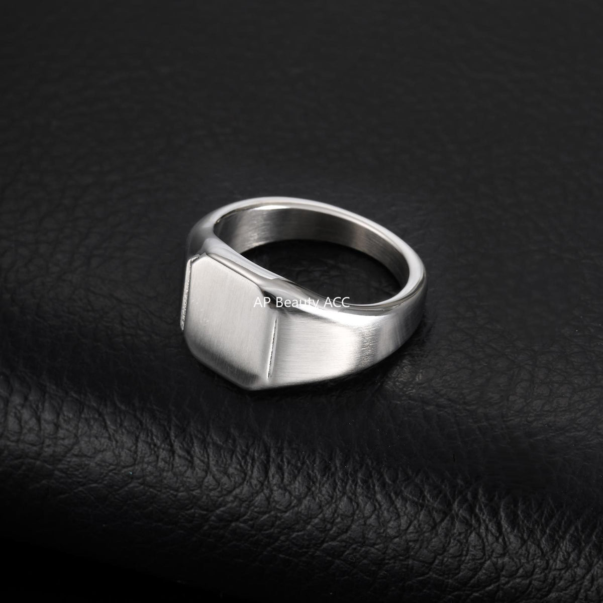 G廠-歐美男士時尚指環 不鏽鋼拉砂方形面印章戒指 跨境飾品批發「RC-693」25.11-1