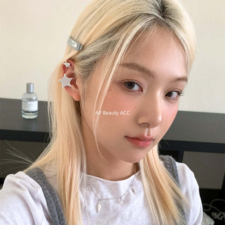C廠-韓版拉絲五角星無耳洞耳夾女時尚簡約氣質耳骨夾輕C形高級感輕奢「EJ-49」25.12-1