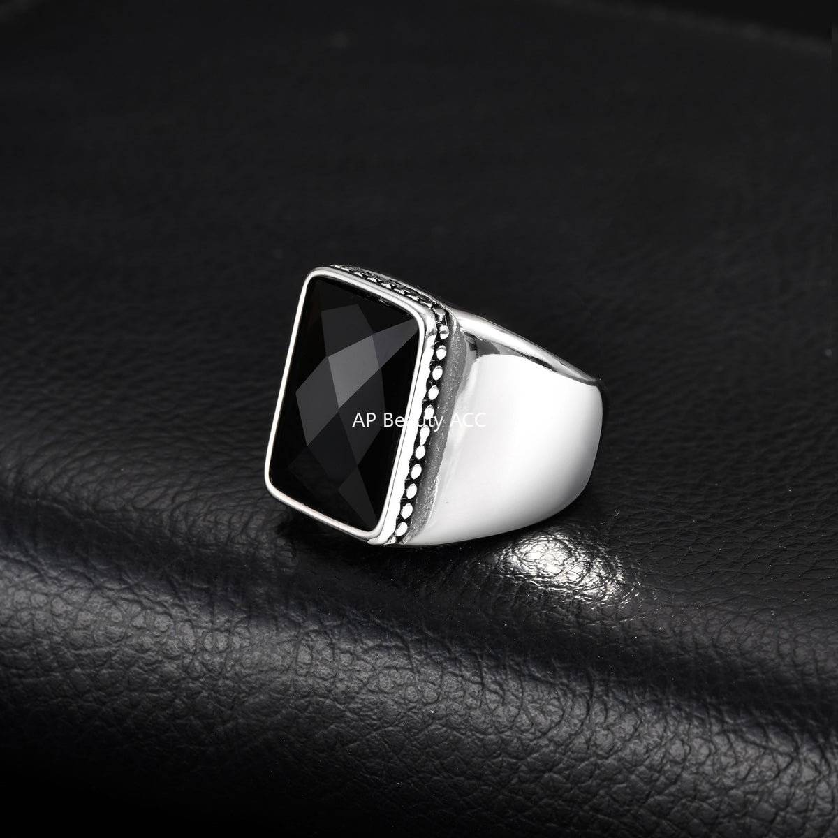 G廠-不鏽鋼嘻哈潮流時尚簡約玻璃切面個性ins風男士指環戒指「RC-923」25.11-2