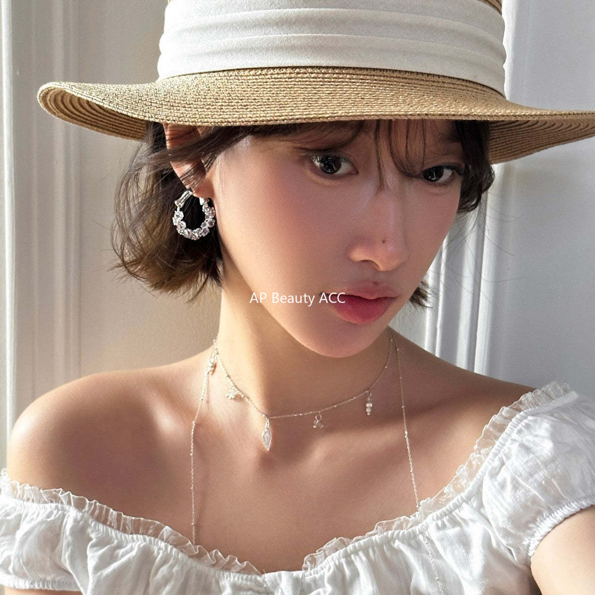 C廠-高級感復古氣質秋冬鋯石耳環女簡約百搭清冷風耳圈小眾時尚耳飾「EH-4127」25.12-1