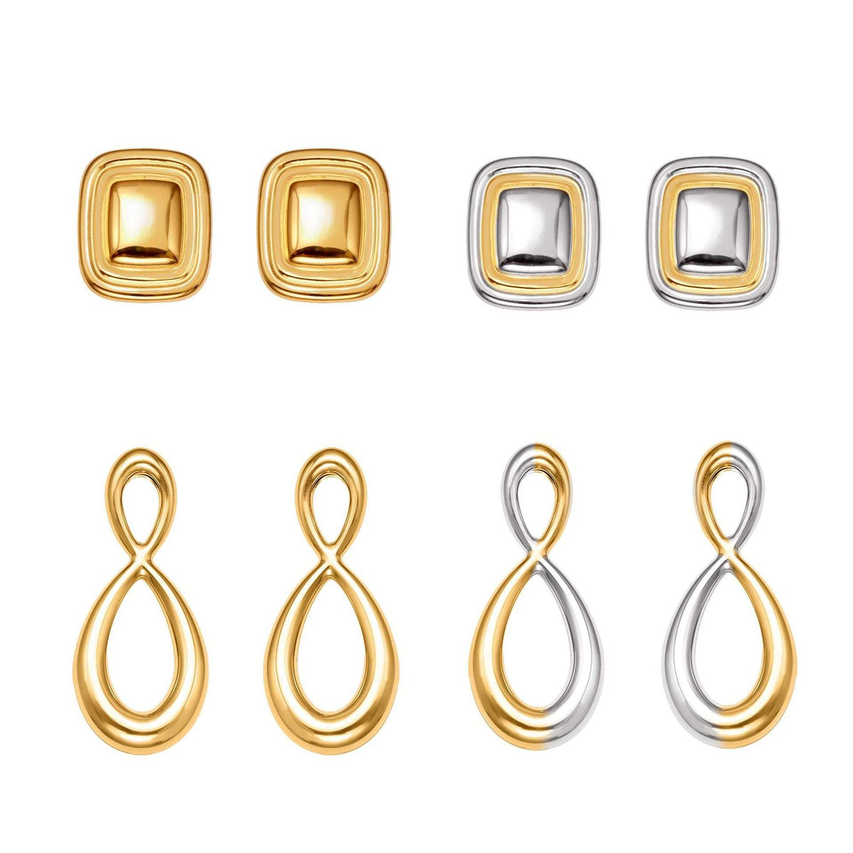 B廠-跨境新款不鏽鋼空心8子耳環ins小眾設計耳飾鍍18k金不掉色「F625-F626」25.10-5