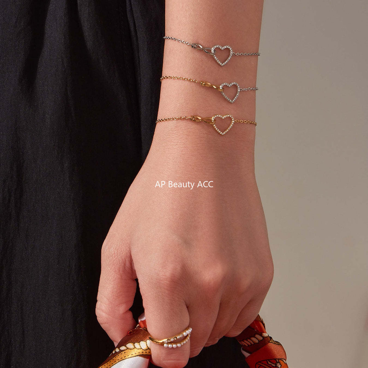 B廠-跨境熱銷款愛心8字鋯石超精緻項鍊手鍊套裝不鏽鋼鍍18k真金「TXP461」25.11-3