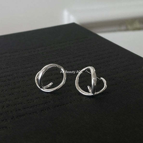 C廠-韓版幾何鏤空交織耳釘女ins小眾設計高級感素圈耳環不規則ins耳飾「EH-4410」25.12-1