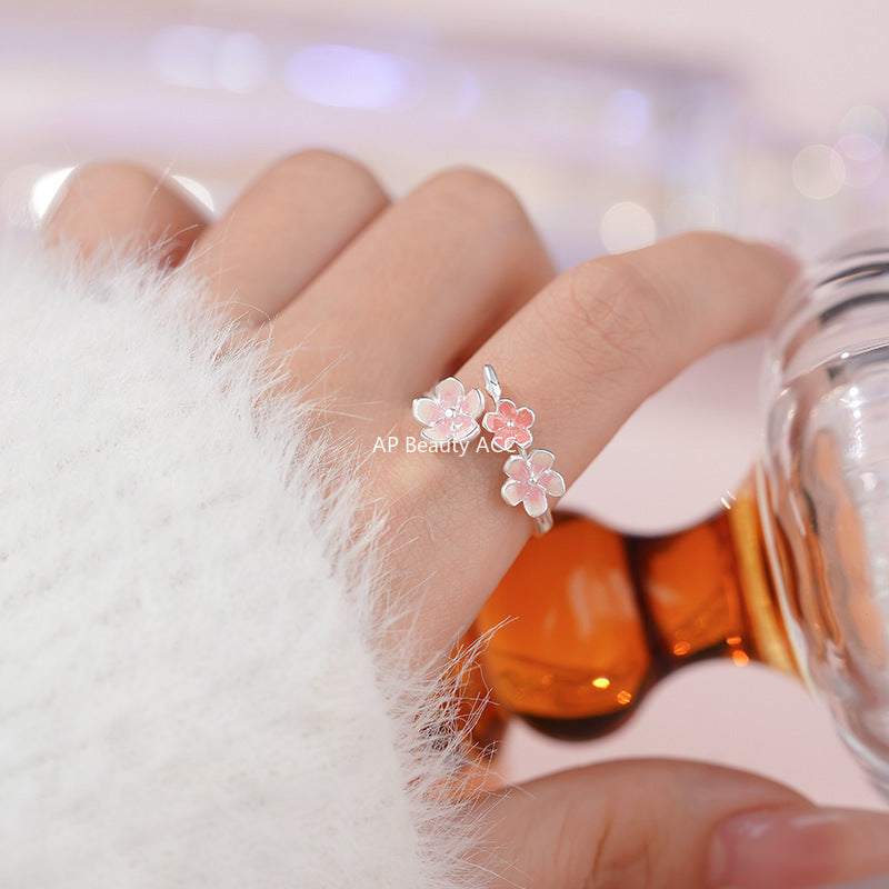 D廠-S999足銀櫻花花朵開口戒指清新設計感甜美可疊戴清新精美手飾「YC3658R_1 YC4535R_1」25.11-2