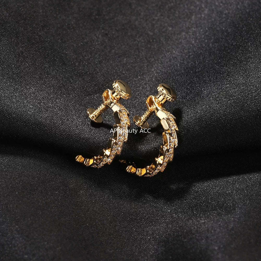 G廠-鑲鑽閃電耳夾男潮個性不規則螺絲耳骨夾簡約百搭冷淡風心電圖耳環「ER884」25.11-4