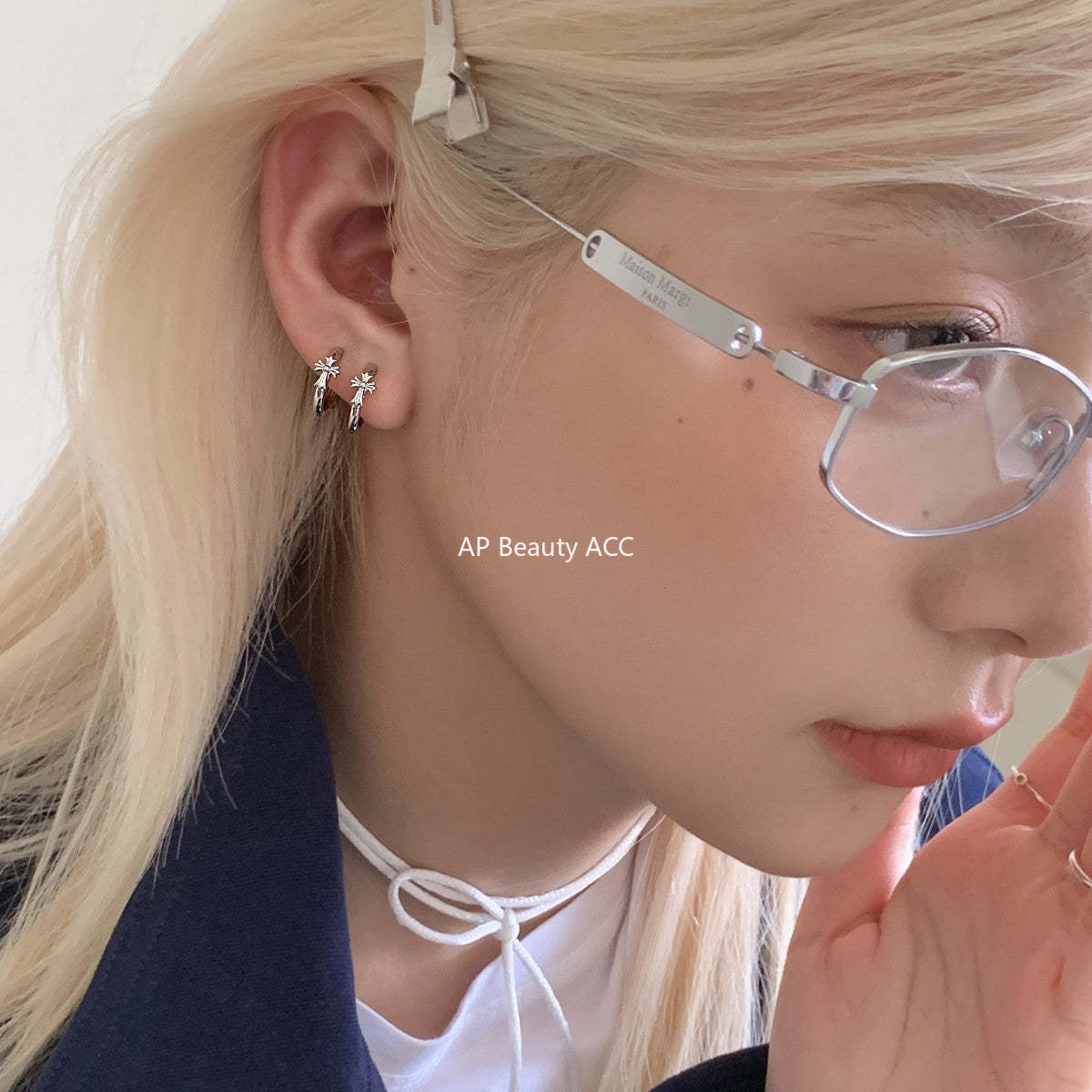 C廠-復古潮流十字架耳環女酷颯時尚嘻哈風銀針耳扣高級感個性設計耳飾「EH-4288」25.11-4