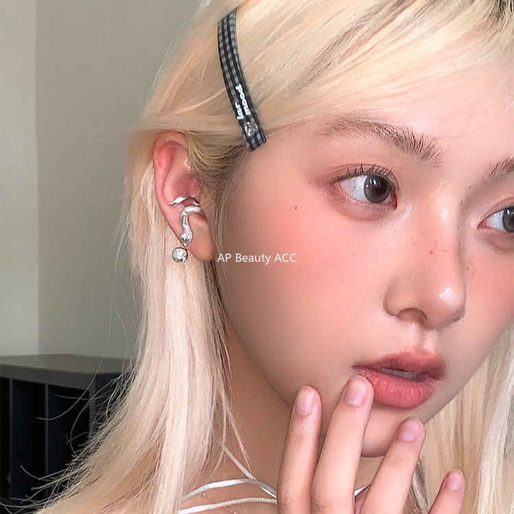 C廠-精緻甜美童趣風小蛇追蘋果銀針耳釘女小眾獨特高級感耳環秋冬耳飾「EH-4118」25.11-1