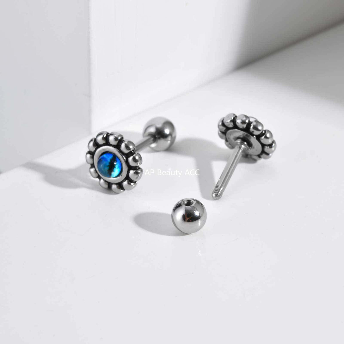 G廠-不鏽鋼潮流玩家樹脂惡魔之眼中性款街頭鬆弛感耳釘鋼色「ES-749」25.10-5