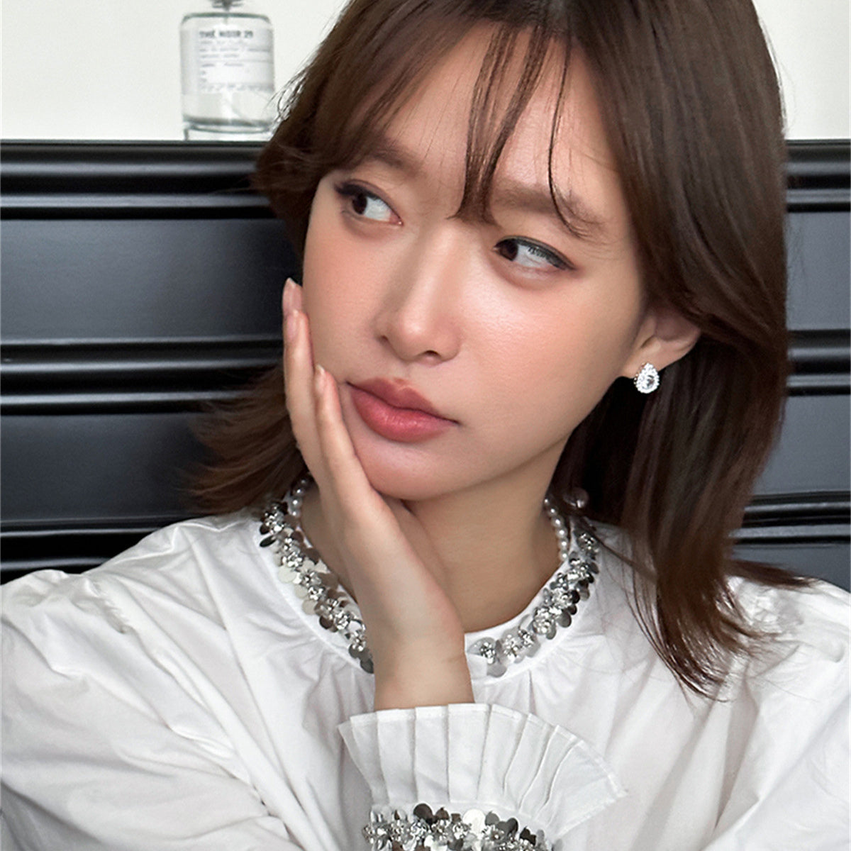 C廠-輕奢時尚高級感水滴爆閃鋯石耳釘女小眾個性冷淡風氣質銀針耳環「EH-3689」25.07-2