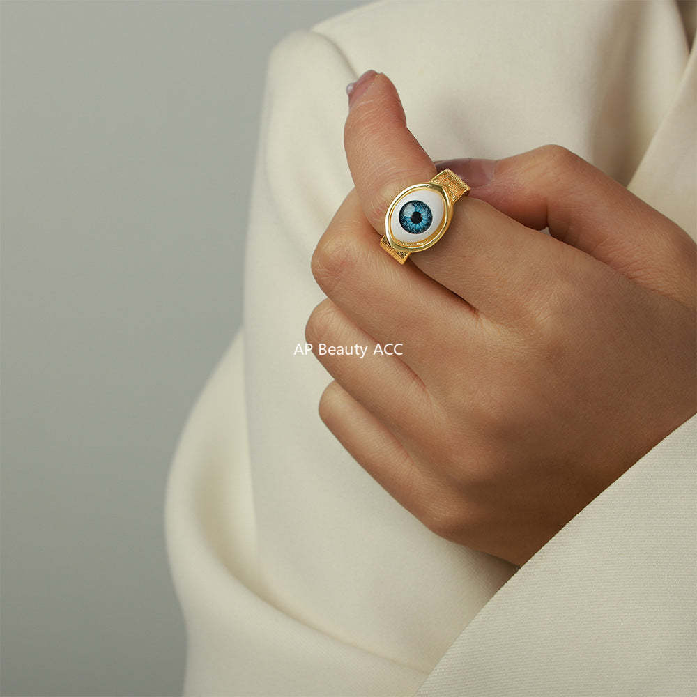 B廠-跨境嘻哈風女式銅鍍真金指環惡魔之眼開口手環手鐲歐美風個性套裝「Y088」25.10-5